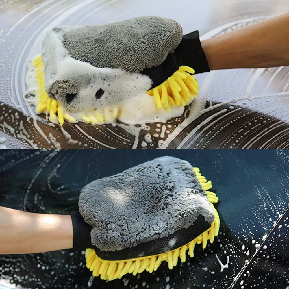 Detailing Brush Set - ถุงมือล้างรถ Coral Mitt Soft Anti-Scratch สําหรับล้างรถมัลติฟังก์ชั่หนาทําความสะอาดถุงมือ