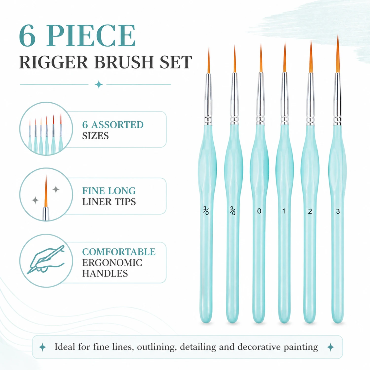 ชุดแปรงทาสี 6 ชิ้น, แปรงปลายละ - Detailing Brush Set บทวิจารณ์และราคา
